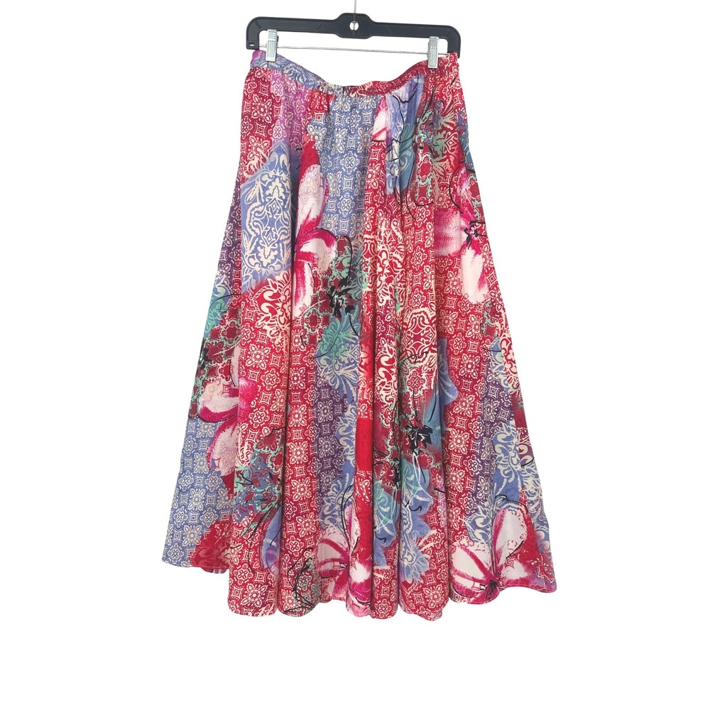 Spense Maxi Skirt Medium Boho Floral Flowy Travel Festival Medallion Colorful